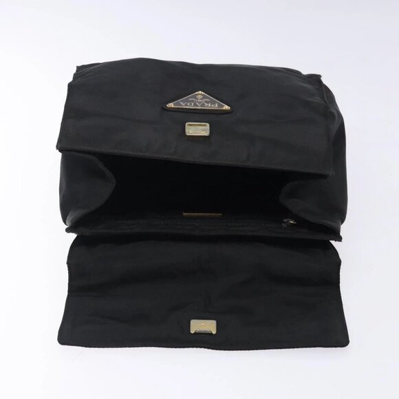 PRADA Hand Bag Nylon Black Gold Auth 131867 - Picture 13 of 16
